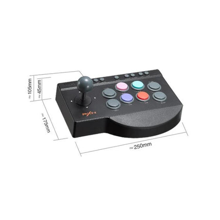 PXN Controller for Home Gaming and Entertainment Sessions joystick arcade-style controller with colorful buttons and dimensions shown