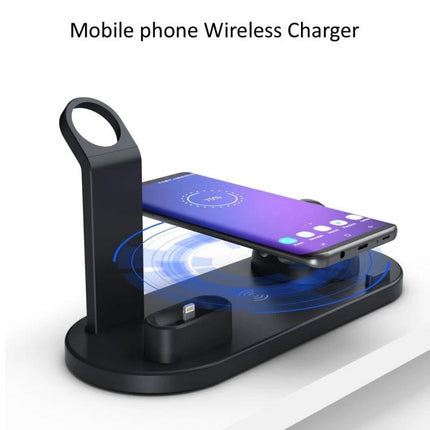 Practical Charging Stand for Multiple Devices in Daily Life - compact wired and wireless dock holding phone upright, earbuds and smartwatch charging