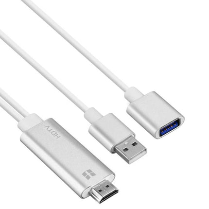 Connect your phone to TV with Onten adapter for everyday viewing - silver HDMI/USB plug-and-play cable supporting 1080P HD mirroring