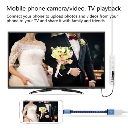 Connect your phone to TV with Onten adapter for everyday viewing showing wedding photo mirrored from phone to 1080P TV screen