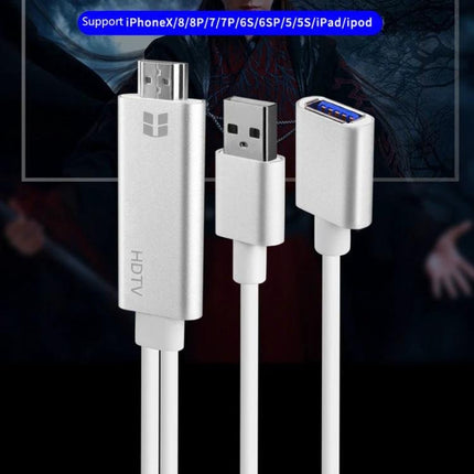 Connect your phone to TV with Onten adapter for everyday viewing - silver HDMI USB plug-and-play 1080P phone-to-TV cable