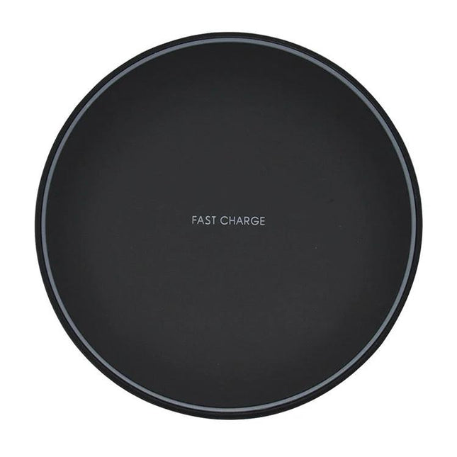 Compact Wireless Charger for Daily Phone Use at Home - slim black round KD-1 fast charge pad for desk or nightstand