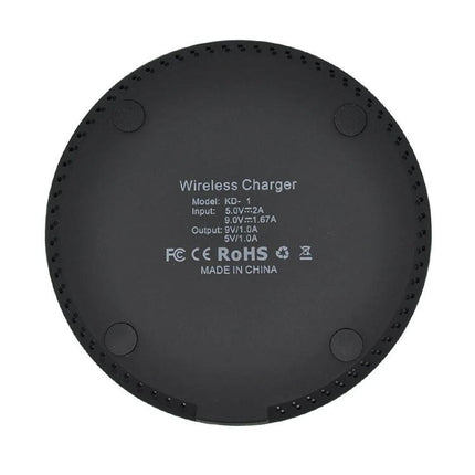 Compact Wireless Charger for Daily Phone Use at Home - KD-1 compact black wireless charging pad for desk or nightstand