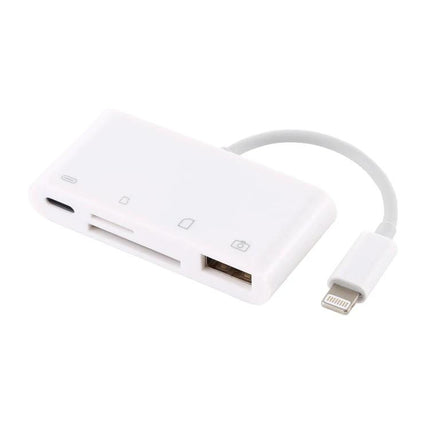 Adapter for Daily Photo Transfers from Camera Cards to iPhone - white Lightning card reader for SD/TF and USB on-the-go
