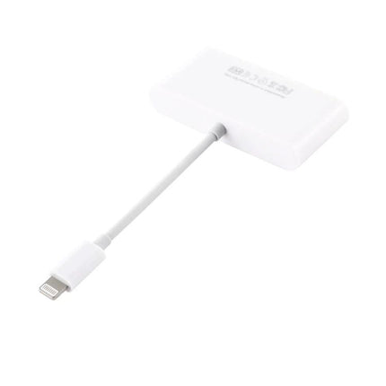 Adapter for Daily Photo Transfers from Camera Cards to iPhone — white Lightning SD/TF card reader for travel and quick photo import