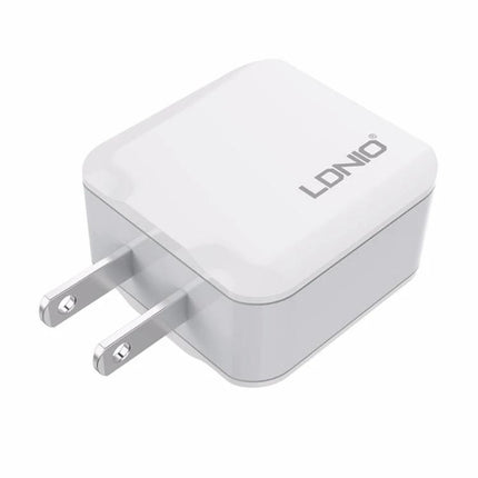 Compact LDNIO USB Charger for Daily Travel Essentials — white dual-port USB wall charger for smartphone and tablet