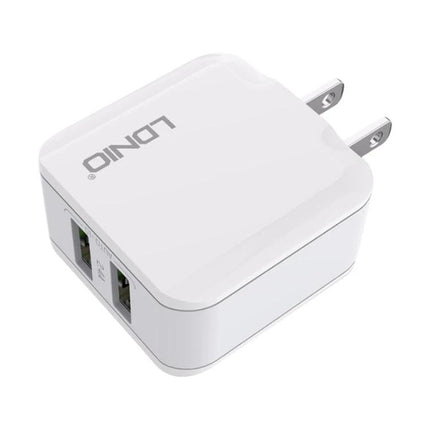 Compact LDNIO USB Charger for Daily Travel Essentials - white dual USB wall charger for smartphone and tablet