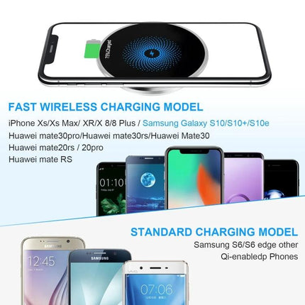 Embedded Wireless Charger for Desk Use in Daily Settings - phone charging on desk surface with fast and standard models