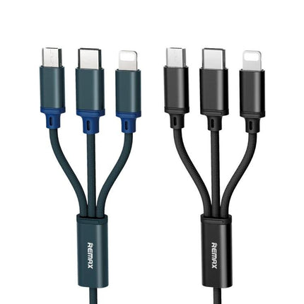 REMAX Charging Cable for Everyday Device Use at Home and Travel - 3-in-1 durable braided multi-connector cable for phone and tablet charging