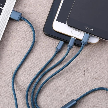REMAX Charging Cable for Everyday Device Use at Home and Travel - braided multi-device charging cable powering smartphone and tablet for home and travel