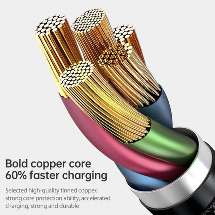 Awei Multi-Charging Cable for Everyday Device Connections showing bold tinned copper core strands for faster, durable charging