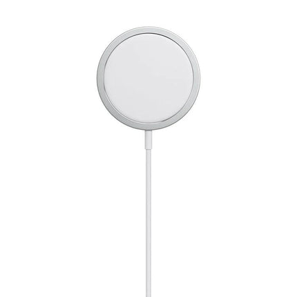 Compact Magnetic Charger for Home and Travel Use — slim white magnetic wireless charger with USB-C cable for desk and travel charging