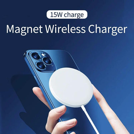 Compact Magnetic Charger for Home and Travel Use – 15W magnet wireless charger on phone, portable desk and travel ready