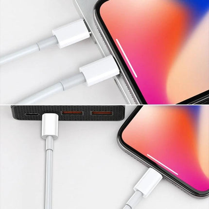 AWEI Type-C Cable for Daily Device Charging Needs showing white Type-C plugged into smartphone and power bank for commuting charging