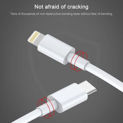 AWEI Type-C Cable for Daily Device Charging Needs showing durable reversible Type-C and Lightning connectors with reinforced bend-resistant necks
