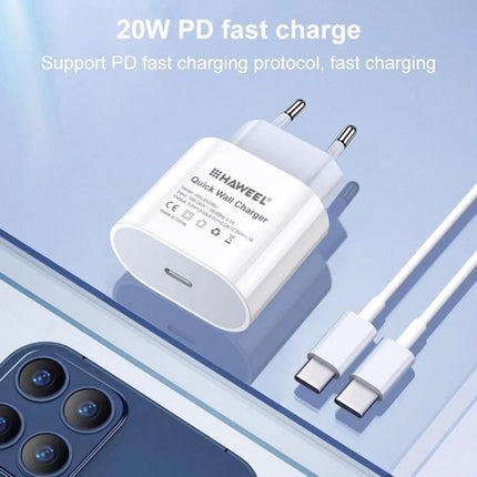 Essential USB-C Charger for Travel and Daily Use - compact 20W PD fast charge wall adapter with USB-C cable, portable charger for smartphone and tablet