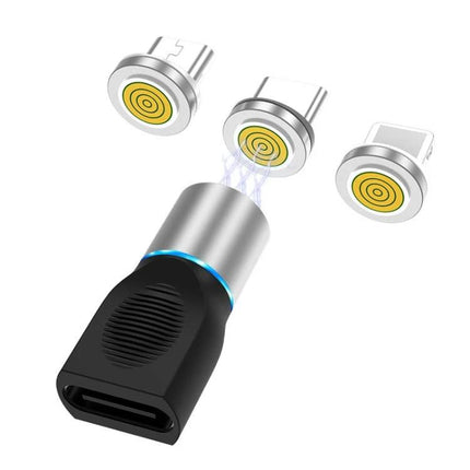Magnetic Adapter Set for Daily Device Charging Needs - silver magnetic Type-C adapter with three detachable tips