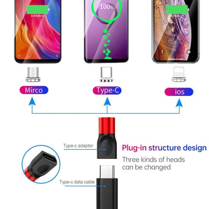 Magnetic Adapter Set for Daily Device Charging Needs - red plug-in Type-C Micro iOS adapter for quick charging and port protection