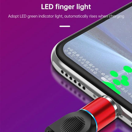 Magnetic Adapter Set for Daily Device Charging Needs showing red magnetic Type-C adapter with LED indicator attached to smartphone port