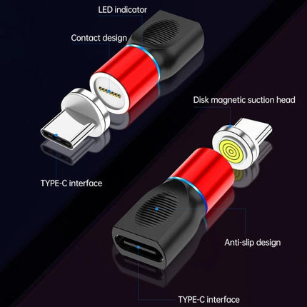 Magnetic Adapter Set for Daily Device Charging Needs showing red black Type-C magnetic adapter with LED indicator and anti-slip design