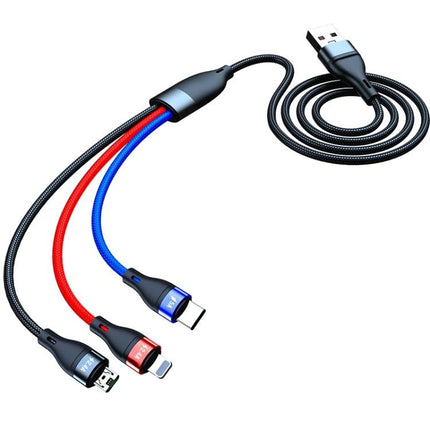 Essential Cable for Charging Phones on the Go or at Home - braided 3-in-1 USB cable charging phone tablet smartwatch simultaneously