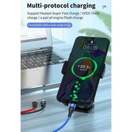 Essential Cable for Charging Phones on the Go or at Home - triple-device charging cable shown powering a smartphone at 85% on desk beside laptop