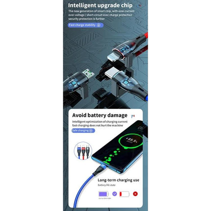 Essential Cable for Charging Phones on the Go or at Home - 3-device fast charging cable with smart chip to avoid battery damage