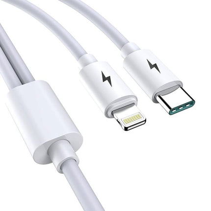 Awei Multi Cable for Everyday Device Charging On the Go — white Type-C to Lightning dual connector cable for iPhone iPad charging on the move