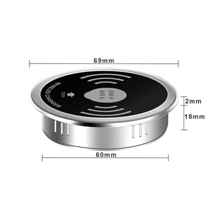 Embedded KP-ZMC Wireless Charger for Daily Home Desk Use compact round embedded wireless charging pad with 69mm top and 60mm body dimensions