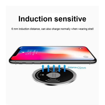 Embedded KP-ZMC Wireless Charger for Daily Home Desk Use showing phone charging wirelessly with ≤6mm induction distance