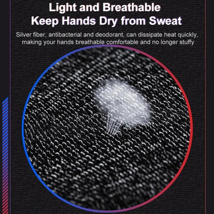 Comfortable ROCK Finger Covers for Daily Gaming At Home breathable silver fiber close-up showing sweat-wicking texture