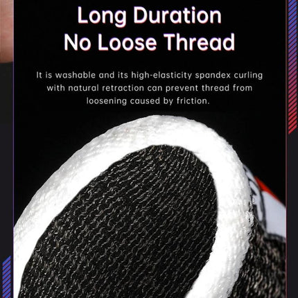 Comfortable ROCK Finger Covers for Daily Gaming At Home showing close-up textured conductive silver fiber pad and durable stitched edge