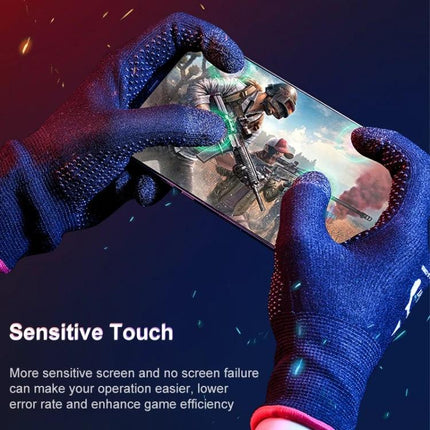 Comfortable ROCK Gloves for Everyday Gaming Sessions at Home - blue silver-fiber touchscreen gaming gloves showing phone gameplay