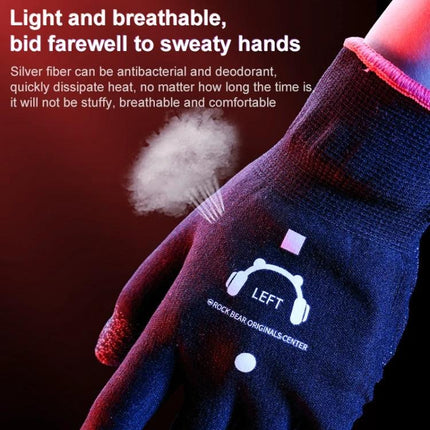 Comfortable ROCK Gloves for Everyday Gaming Sessions at Home showing breathable silver-fiber left-hand glove reducing sweat and improving touch sensitivity