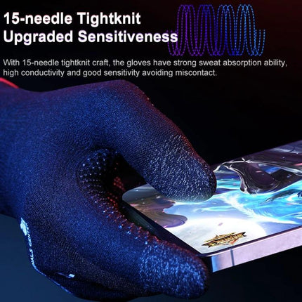 Comfortable ROCK Gloves for Everyday Gaming Sessions at Home - black silver-fiber gaming glove touching smartphone screen for improved sensitivity