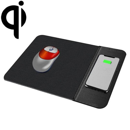 Functional Mouse Pad with Wireless Charging for Daily Home Office Use - black desk pad with mouse and phone charging