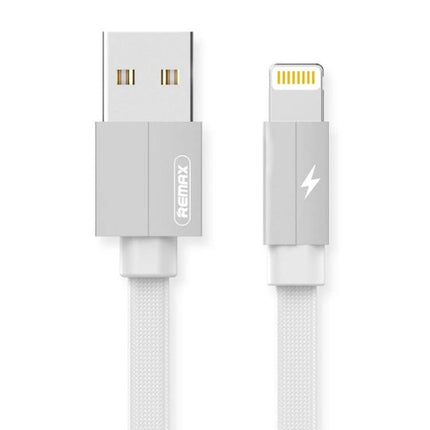 REMAX USB to Lightning Cable for Daily Device Charging — 2m white braided USB to Lightning charging cable for iPhone and iPad