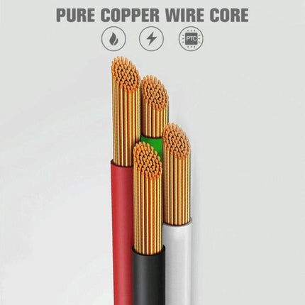 REMAX USB to Lightning Cable for Daily Device Charging showing pure copper wire core and multi-colored 2m cable cross-section
