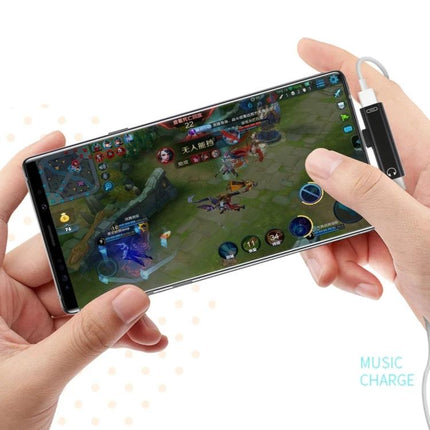 Compact Adapter for Everyday Phone Charging and Audio connected to a phone while gaming for simultaneous charging and audio