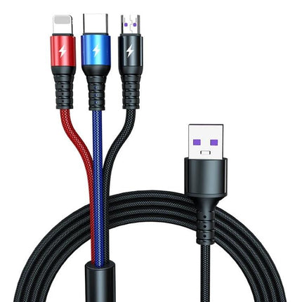 K061 Versatile 3-in-1 Cable for Daily Device Charging Needs – braided USB to Lightning, USB-C, Micro-USB cable for smartphones, tablets and earbuds