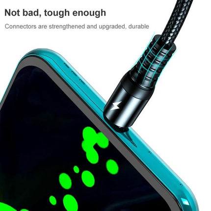 K061 Versatile 3-in-1 Cable for Daily Device Charging Needs showing braided connector plugged into smartphone corner, durable strain relief