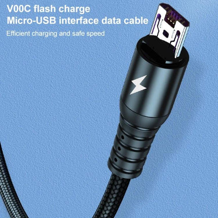 K061 Versatile 3-in-1 Cable for Daily Device Charging Needs - braided micro-USB end with lightning bolt emblem, durable nylon cable for fast charging and data transfer