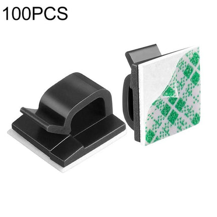 Cable Clips for Organizing Desk Cables in Daily Use - black plastic adhesive cord holders, set of 100 for tidy workspace