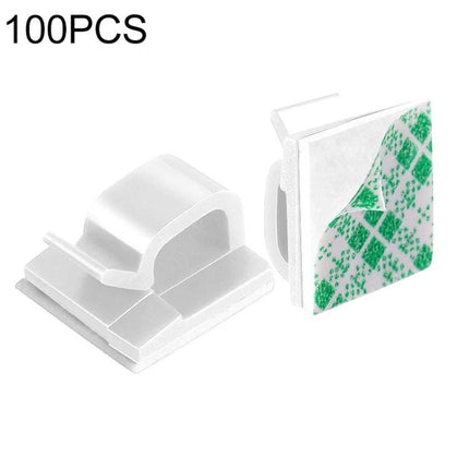 Cable Clips for Organizing Desk Cables in Daily Use - pack of 100 white adhesive plastic cable holders to keep cords tidy