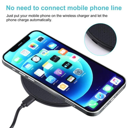 Wireless Charger for Everyday Phone Use in the Car - QI wireless charging pad powering smartphone on car dash for commute and hands-free navigation