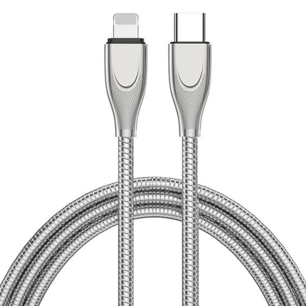 Durable USB-C to Lightning Cable for Everyday Device Charging - braided silver cable for iPhone and iPad charging