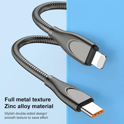 Durable USB-C to Lightning Cable for Everyday Device Charging — full metal zinc alloy, tangle-free charging and syncing for iPhone and iPad