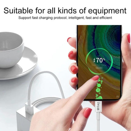 IVON 2 Meter Micro USB Cable for Everyday Device Charging - white TPE cable charging a smartphone at 70%
