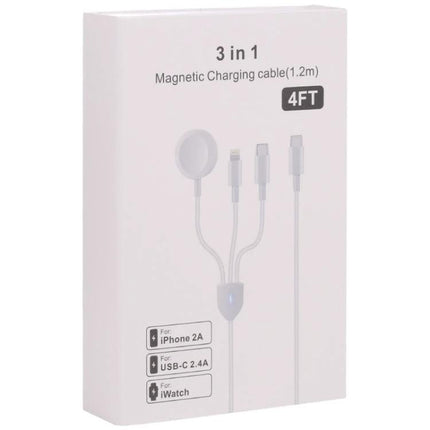 Daily Essential for Charging Phone and Watch at Home - 3-in-1 magnetic charging cable and wireless watch pad for bedside or desk use