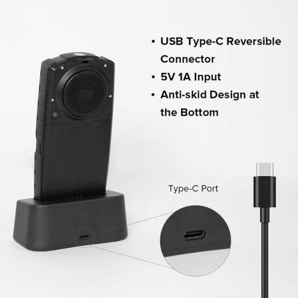 Keep your AGM device charged and handy on your desk. Black AGM M6/M7 charging dock with Type-C port and anti-skid base holding device upright